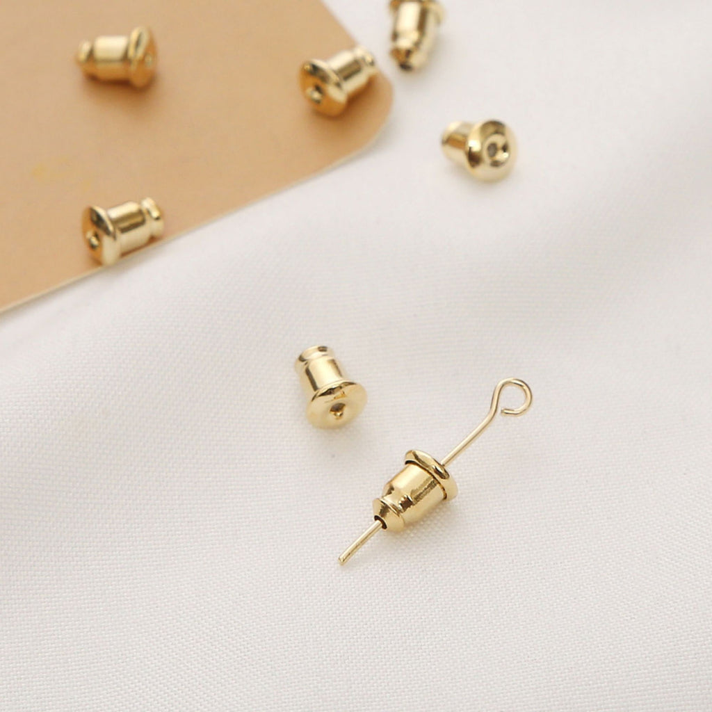 100PCS Ear Nuts, 14k Gold/Silver Plated Earring Backs,  Earring Stoppers, Wholesale Earring Findings JY022-D0023
