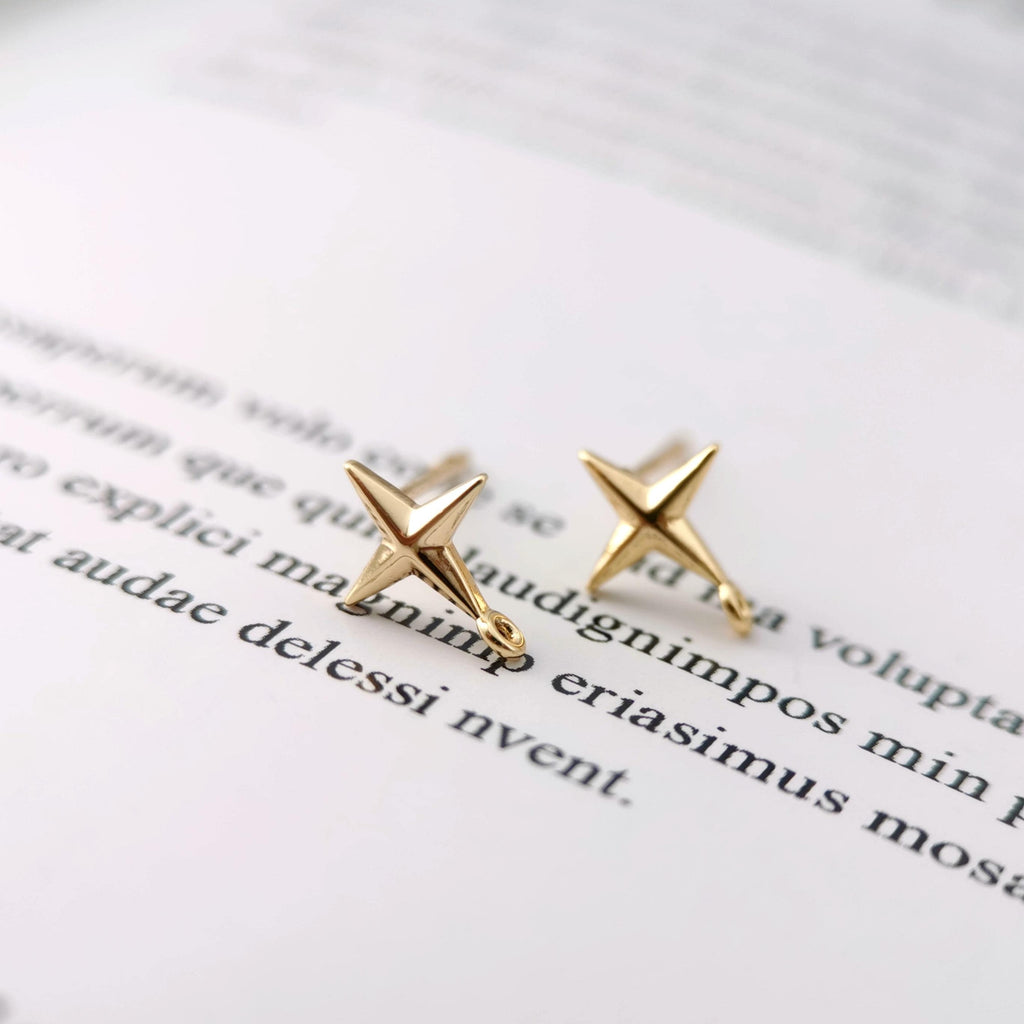 10pcs Gold Star Earring Post With Loop, Nickel Free Earrings, Ear Stud with Loop, Hypoallergenic Earring Findings Z092