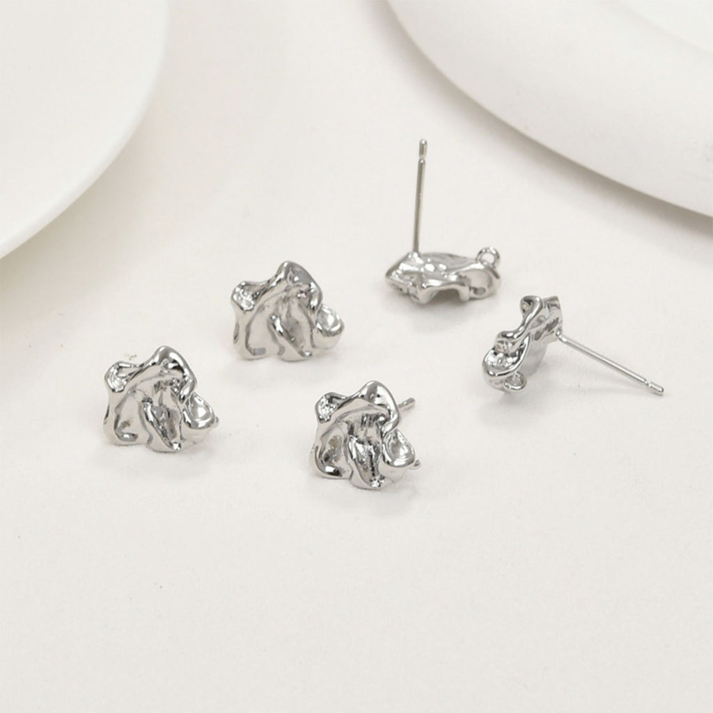 Pendientes de lava irregulares con aro, pendientes de plata S925 sin níquel, pendientes de botón de oro/plata, accesorios hipoalergénicos LL171-D0308