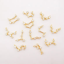 Load image into Gallery viewer, Zodiac Charms, Crystal Cubic Constellation Pendant, 18K Gold Plated Zodiac Sign, Necklace Making Charms, Birthday Gift Jewelry Findings S977
