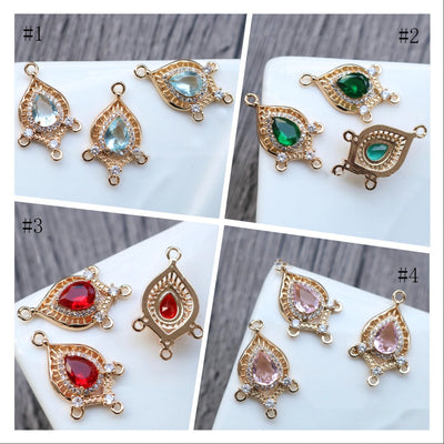 10pcs Boho Connector Pendant, CZ Pave Charm, 14K Gold Plated CZ Pave, Necklace Making Charm, Jewelry Findings HL053