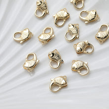 Load image into Gallery viewer, 18K Shiny Gold Plated Lobster Clasp Claw, Fish Clasp, Necklace Bracelet Making Clasp with Closed Loop, Jewelry Findings GT038