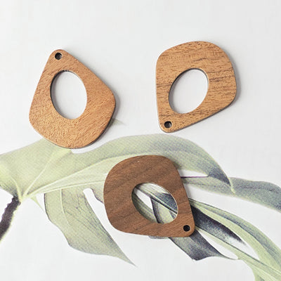 10PCS Drop Openwork Geometric Wooden Pendant, Necklace Making Findings JT076