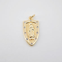 Load image into Gallery viewer, Saint Maria Charms, Religious Charms, 12x21mm, 18K Real Gold Plated Our Lady Pendants, Vintage Necklace Making Charms S262