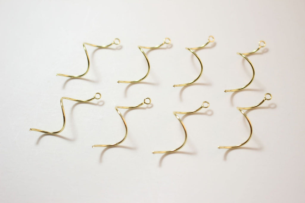 10pcs Danity Wave Connector with loops, 14K Gold/Silver Plated Earring Making Findings, Jewelry Findings GZ161