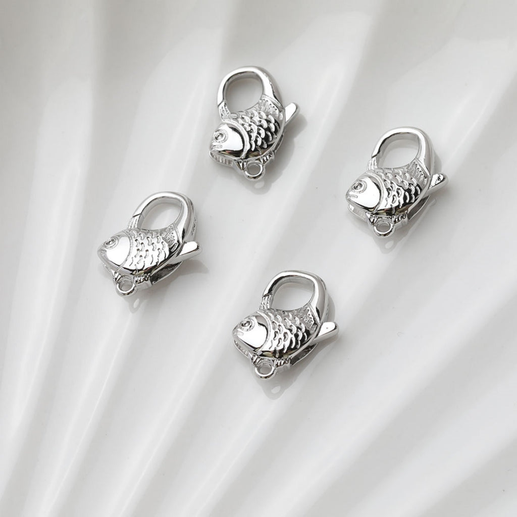 18K Shiny Gold Plated Lobster Clasp Claw, Fish Clasp, Necklace Bracelet Making Clasp with Closed Loop, Jewelry Findings GT038