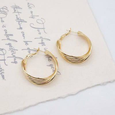 Gold Ear Hoops, 36.3*30.8mm, 18K Gold Plated Earrings, Huggie Hoops Earring ZX129