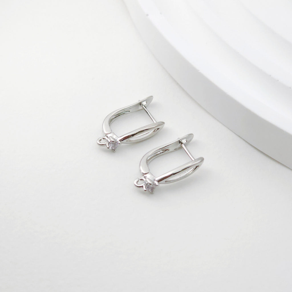 Cutout English lock with loop, Gold/Rhodium Plated Earring hoop, Hypoallergenic & Nickel-Free，DIY Handmade Earring Findings Supplies D0090