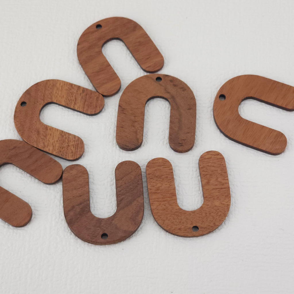 قطعتان من دلايات الخشب بأشكال هندسية، قلادة خشبية، خشب الجوز المُعاد تدويره، أقراط خشبية بأشكال هندسية مميزة، أفكار يدوية JT957