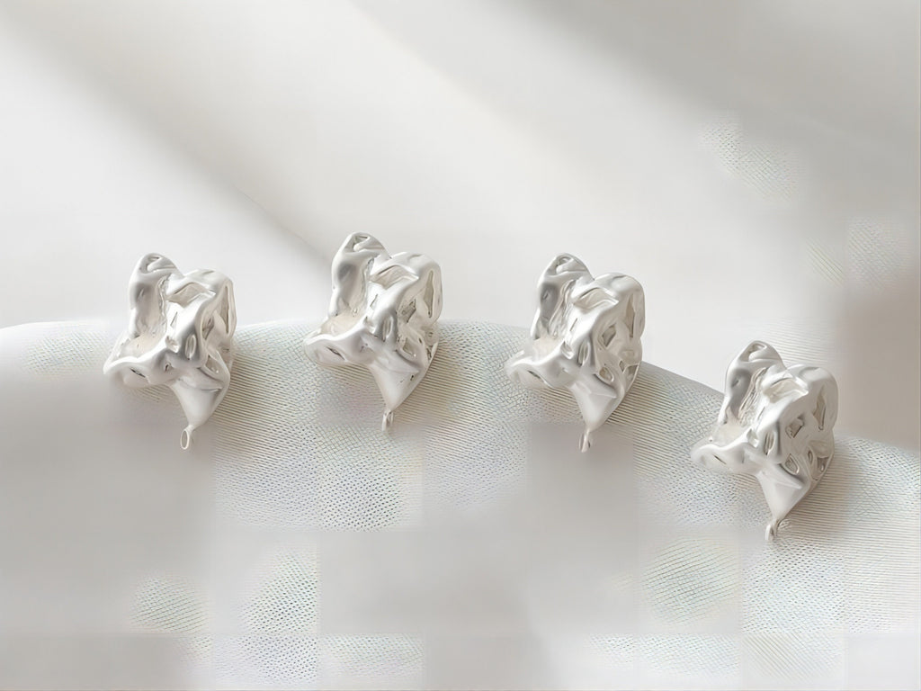 Irregular Ear Post With Loop, S925 Silver Ear Pin Nickel Free Earrings, Gold/Silver Ear Stud, Hypoallergenic Earring Findings G005