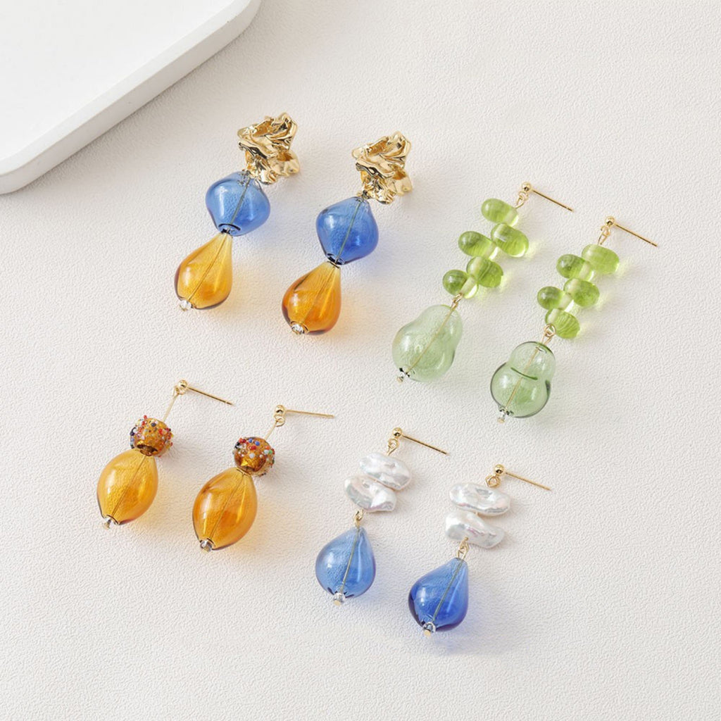 Glass Bubble Beads, Teardrop Hollow Glass Beads, Colorful Hand Blown Hollow Round Globes for Jewelry Making, DIY Beads Finding GZ562