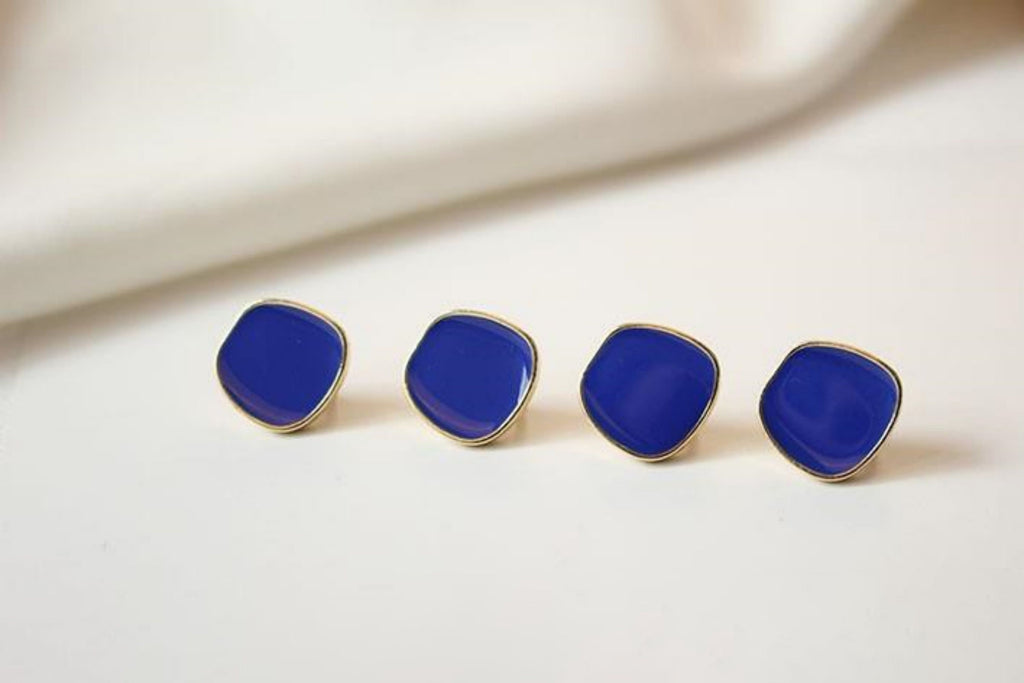 Poste cuadrado de esmalte, broche de plata S925, pendientes de oro de 14 quilates sin níquel, 15 mm, forma irregular con aro BB082