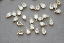 Load image into Gallery viewer, Heart Charms, Drop, Triangles Crystal Cubic Pave Pendant, 14K Gold Plated, Bracelet Necklace Making Pendants, Jewelry Findings GZ427