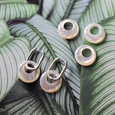 White Pearl Oyster Pendatn, White Round Shape Mother-of-Pearl, Pearl Oyster, Shell Charm, Shell Jewelry Making Findings RY072