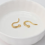 Fish Hooks, CZ Pave Ear Wires, Gold Earring Hooks, 18K Gold Plated, For Earrings Making, Jewelry Findings D0463