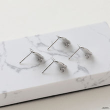 Load image into Gallery viewer, Hammered Irregular Earring Post, S925 Silver Pin, CZ Pave, Nickel Free Earrings, Irregular Shape Ear Stud with Loop JJ026-CX012