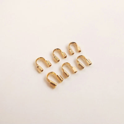 14K Gold Plated Wire Protector, Wire Guard, [10PCS/Pack] Fit 0.8mm/21Ga/0.03 Inch Hole, Cable Thimble Jewelry Making Supply TH010