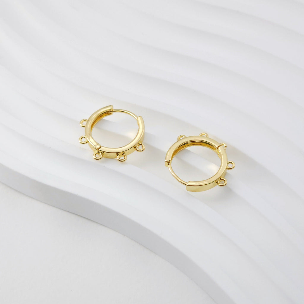 Multi-loop Earring Hoop, Gold Plated Huggie Hoop Earring with Loop, Huggie Hoops DIY Earring  Findings,Handmade Earring Supplies D0102