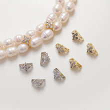 Load image into Gallery viewer, Flower Spacer Beads, Cross Shape Beads, 14K Gold Plated, 3D Beads, Dainty Earring Making Beads, Jewelry Finding JG027