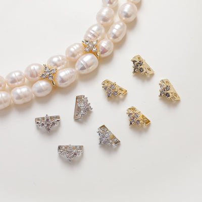 Flower Spacer Beads, Cross Shape Beads, 14K Gold Plated, 3D Beads, Dainty Earring Making Beads, Jewelry Finding JG027