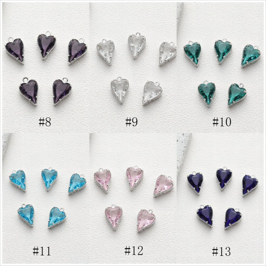 Dijes de corazón de cristal, 13 colores a elegir, colgante de corazón chapado en oro y plata de 18 quilates, accesorios de joyería GZ426