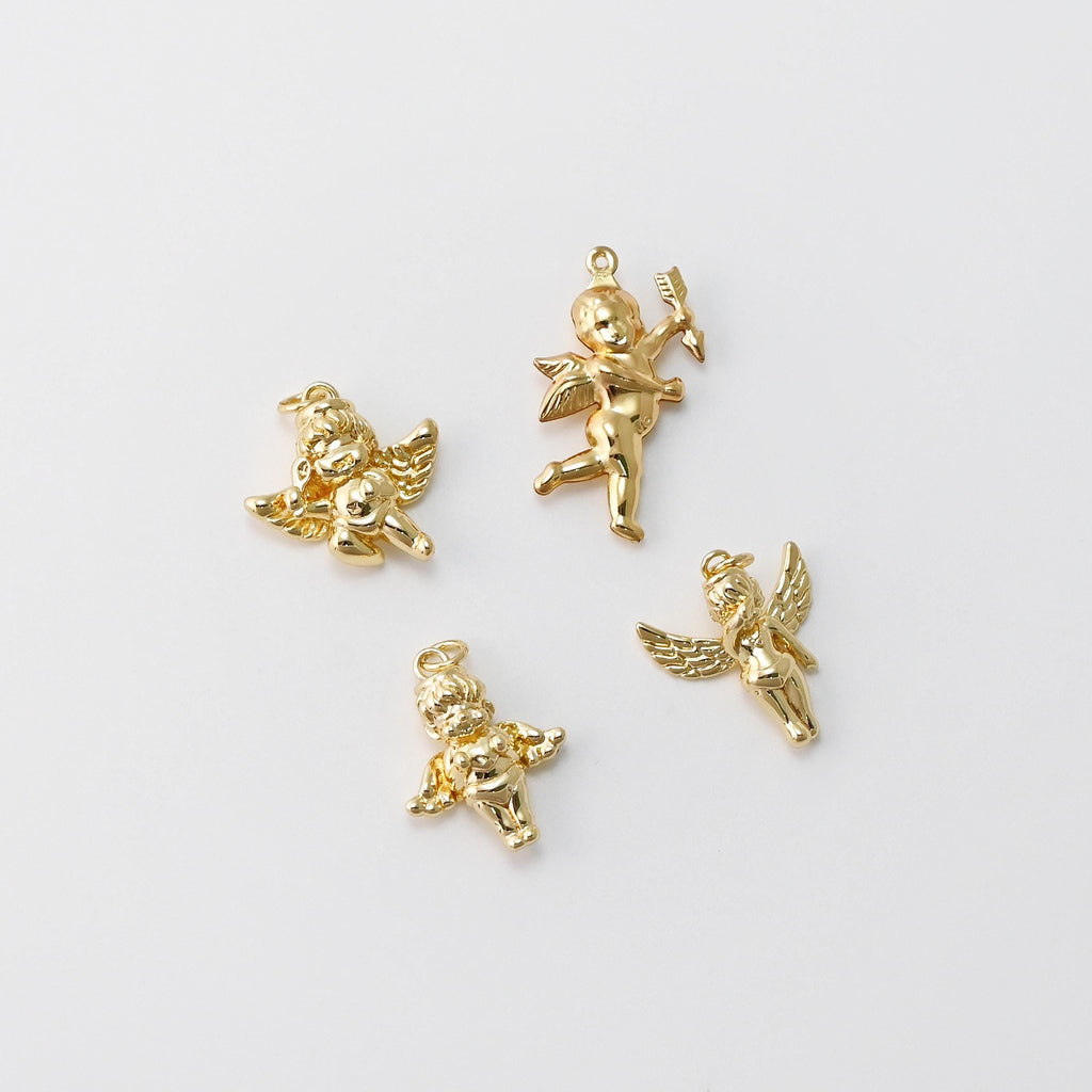 Gold Angel Charms, 18K Gold Plated Angel pendants for Necklace and Bracelet, Jewelry Findings