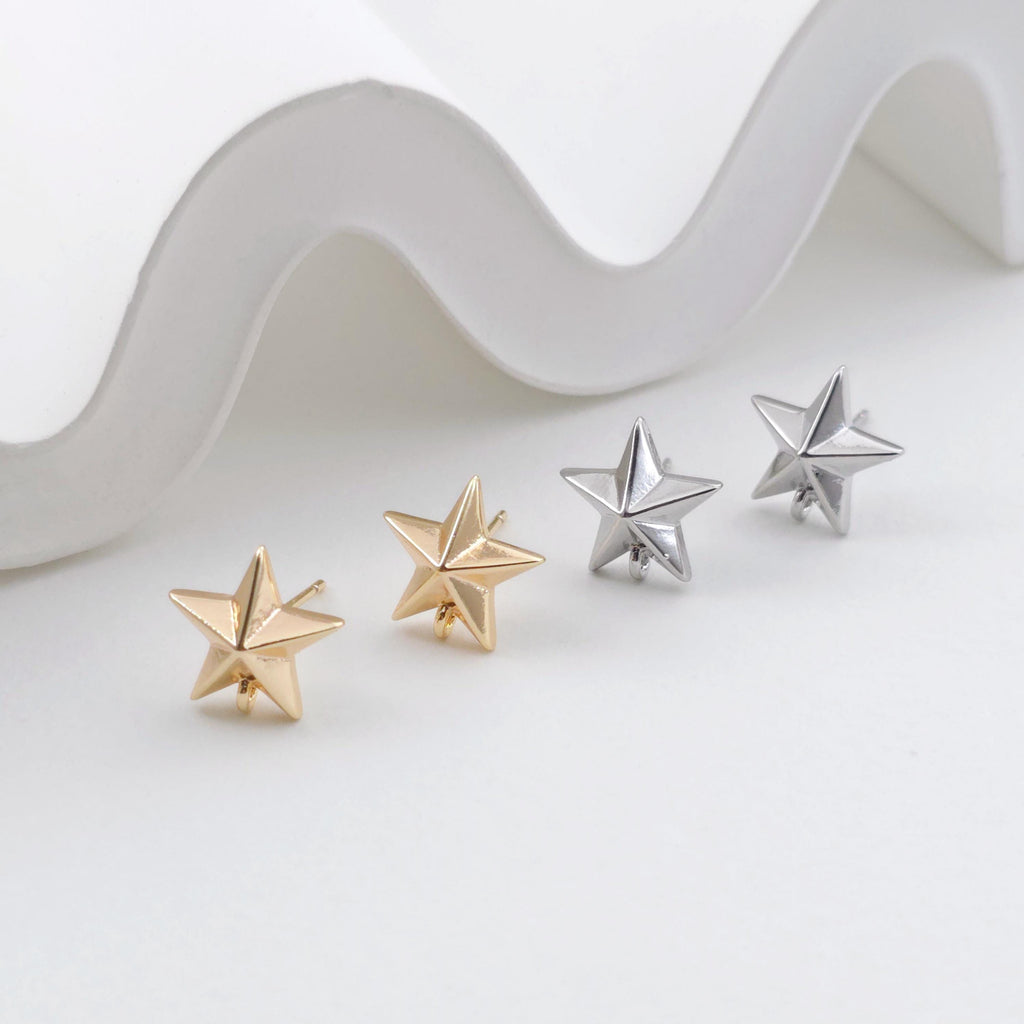 Gold Star Earring Post With Loop, Nickel Free Earrings, Ear Stud with Loop, Hypoallergenic Earring Findings ZX330