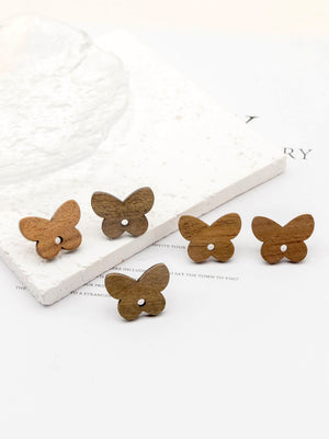 4PCS Wood Earrings, Butterfly Wooden Earrings for women, Reclaimed Walnut Wood, Nickel Free, Geometric Statement Earrings Finding  JT914