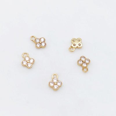 10 قطع من حُلي الزهور الصغيرة المكعبة، مطلية بالذهب عيار 18 قيراطًا، قلادة زهور، حُلي لصنع القلائد والأقراط، 6×8.5 مم، قطع مجوهرات S20494