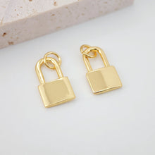 Load image into Gallery viewer, Lock Charm, Evil Eye Lock Pendant, 18K Gold Plated, Necklace Bracelet Making Charms, Jewelry Findings S20629