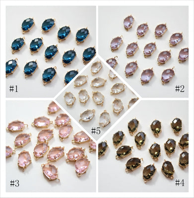 10 conectores de cristal de forma irregular, colgantes de cristal, chapados en oro de 18 quilates, accesorios de joyería GZ425-F273