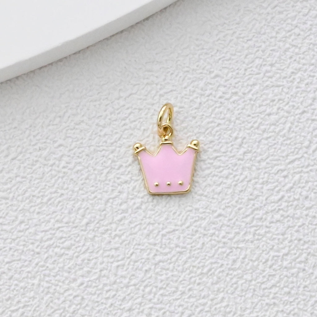 Colgante de corona, dijes de corona esmaltados, dijes de tiara real, dijes chapados en oro de 18 quilates, fabricación de pulseras y collares, accesorios de joyería S1368