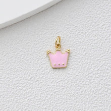 Cargar imagen en el visor de la galería, Colgante de corona, dijes de corona esmaltados, dijes de tiara real, dijes chapados en oro de 18 quilates, fabricación de pulseras y collares, accesorios de joyería S1368