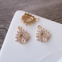 Load image into Gallery viewer, CZ Pave Rhomboid Shape Charm, Cubic Zircon Crystal Rhomboid Connector, CZ Earring Charms, Jewelry Finding HL007-F005