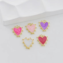 Load image into Gallery viewer, Enamel Heart Charm, 18K Gold Plated Heart Pendant, CZ Pave, Necklace Bracelet Making Pendant S20783