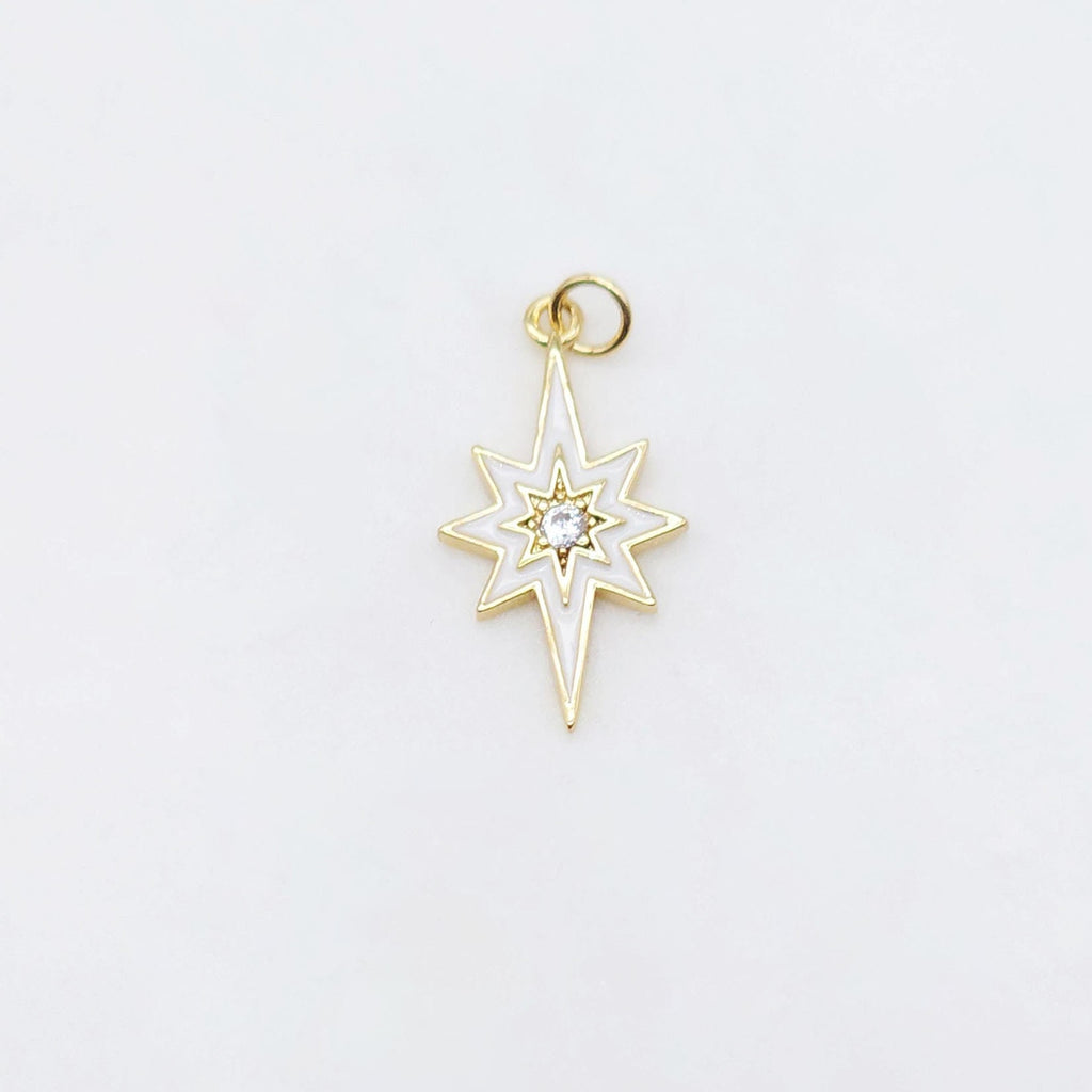 Multicolor Enamel Star Charm, 18K Gold Plated Star Pendant, 21mm, Necklace Bracelet Making Pendant S20495