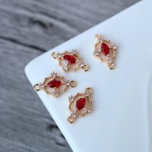 Load image into Gallery viewer, Tiny Oval Cross Crystal Connector, Glass Charm, 14K Gold Plated, Jewelry Making Findings HL062-F238