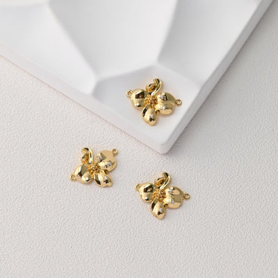 Flower Charm, Micro Pave Flower Pendant, Flower Connector,  18K Gold Plated, For Necklace And Earrings Making, Jewelry Findings D0498