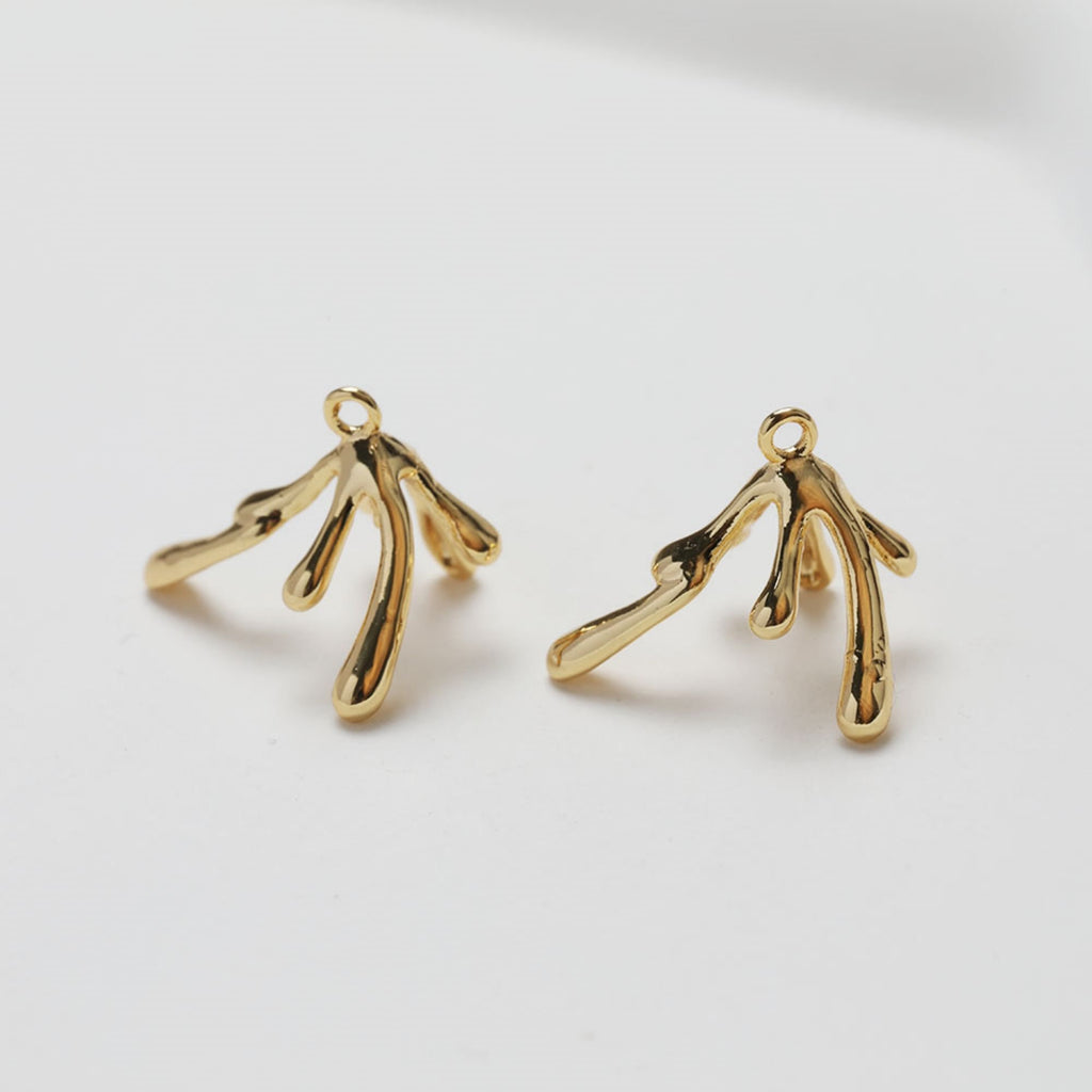 Drop Peg Bail Caps, 14K Gold Plated, Half Drilled Bead Caps, Pearl Bead Caps, Jewelry Making GZ364