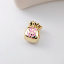 Load image into Gallery viewer, Enamel Money Bag Beads, Dollar Spacer Beads, 18K Gold Plated,  Bracelet Necklace Making Jewelry Finding S1136