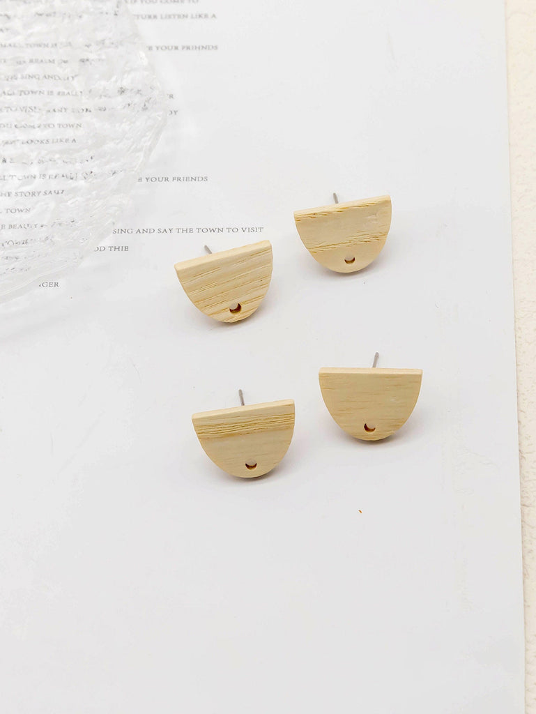 4PCS Wood Earrings, Semi-ellipse  Shape Wooden Earrings for women, Reclaimed Ash Wood,  Geometric Statement Earrings Finding  JT909