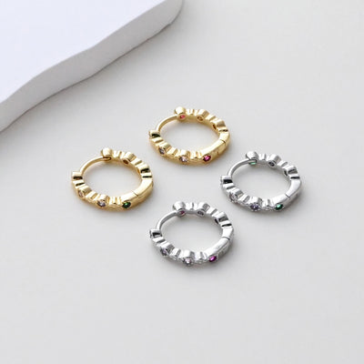 Rainbow CZ Earring Hoops, Gold Plated Huggie Hoop Earring, Leverback Earring, DIY Earring  Findings, Handmade Earring Supplies D0549