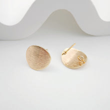 Load image into Gallery viewer, 10pcs Gold Round Earring Post With Loop, Brushed Finish, 12mm, Nickel Free Earrings, Hypoallergenic Earring Findings ZX212
