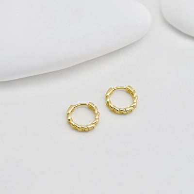 Twisted Ear Hoops, Round Hoops, 13.6mm, 18K Gold Plated Leverback Earrings, Huggie Hoops Earring D0522