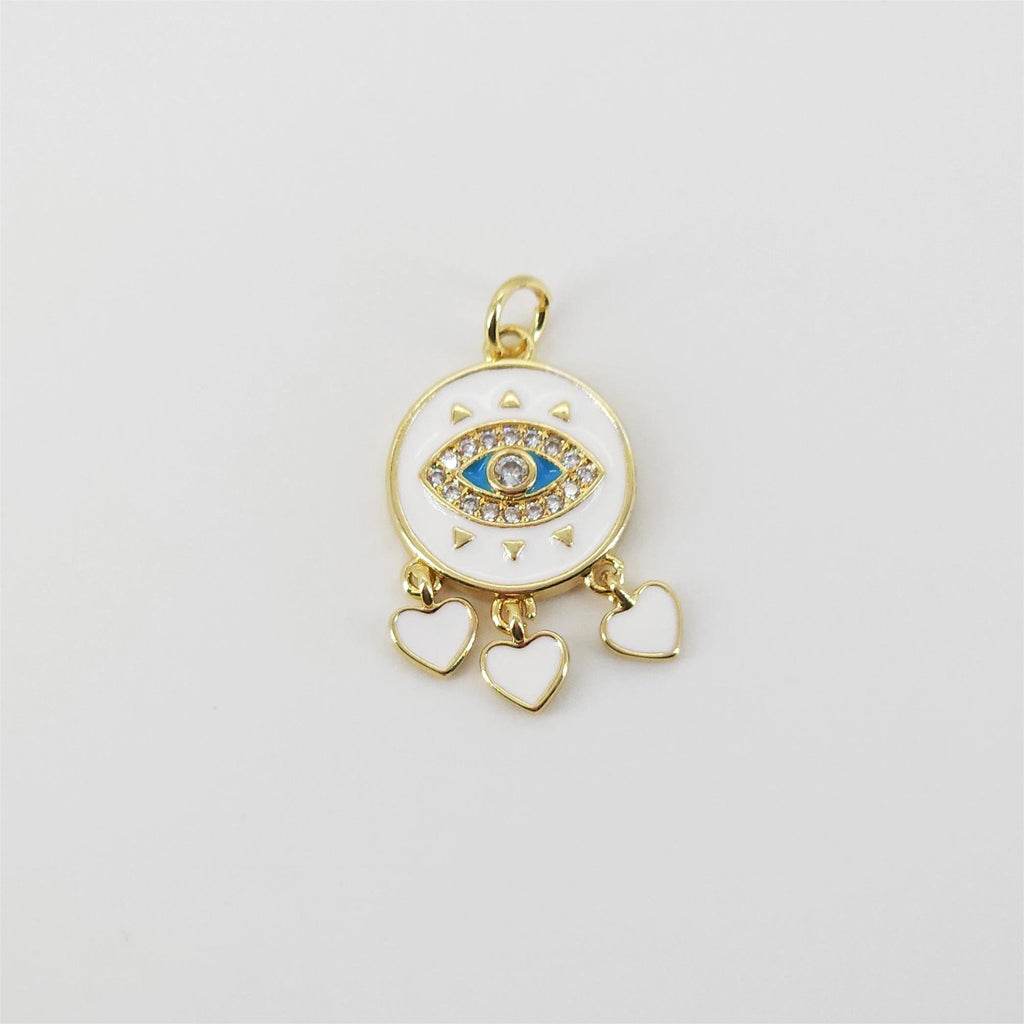 Dije de ojo malvado en forma de corazón, colgante de ojo esmaltado bañado en oro de 18 quilates, 21 x 19 mm, para hacer collares, accesorios de joyería S20808