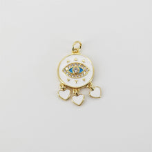 Cargar imagen en el visor de la galería, Dije de ojo malvado en forma de corazón, colgante de ojo esmaltado bañado en oro de 18 quilates, 21 x 19 mm, para hacer collares, accesorios de joyería S20808