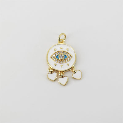 Dije de ojo malvado en forma de corazón, colgante de ojo esmaltado bañado en oro de 18 quilates, 21 x 19 mm, para hacer collares, accesorios de joyería S20808