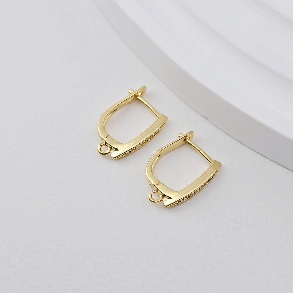 قرط حلقي مطلي بالذهب عيار 18 قيراطًا على شكل حرف U، أجزاء قرط حلقي هاجي، ظهر رافعة، 17.6*12 مم، قرط حلقي لصنع المجوهرات D0271