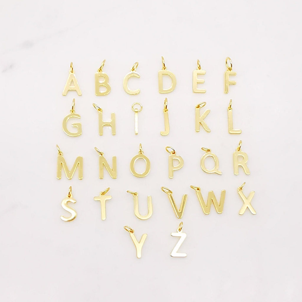 Alphabet Letter Charm, 18K Shiny Gold Plated Initial Charm, Personalized Minimalist Letter Charm for Necklace Bracelet Making S263