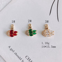 Load image into Gallery viewer, CZ Pave Little Swan Charm, Cubic Zircon Crystal Swan Pendant, Bracelet Necklace Pendant, 14K Gold Plated Charm, Jewelry Findings MY052-F234